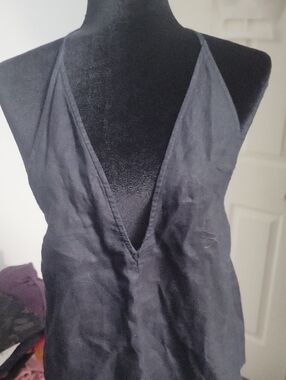 Banana Republic Medium Black Low V Neck Open Back Halter Top